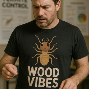"Wood Vibes" black termite t shirt - a birthday gift for termite lover