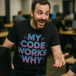 "My Code Works Why" it specialist t shirt - product photo 8