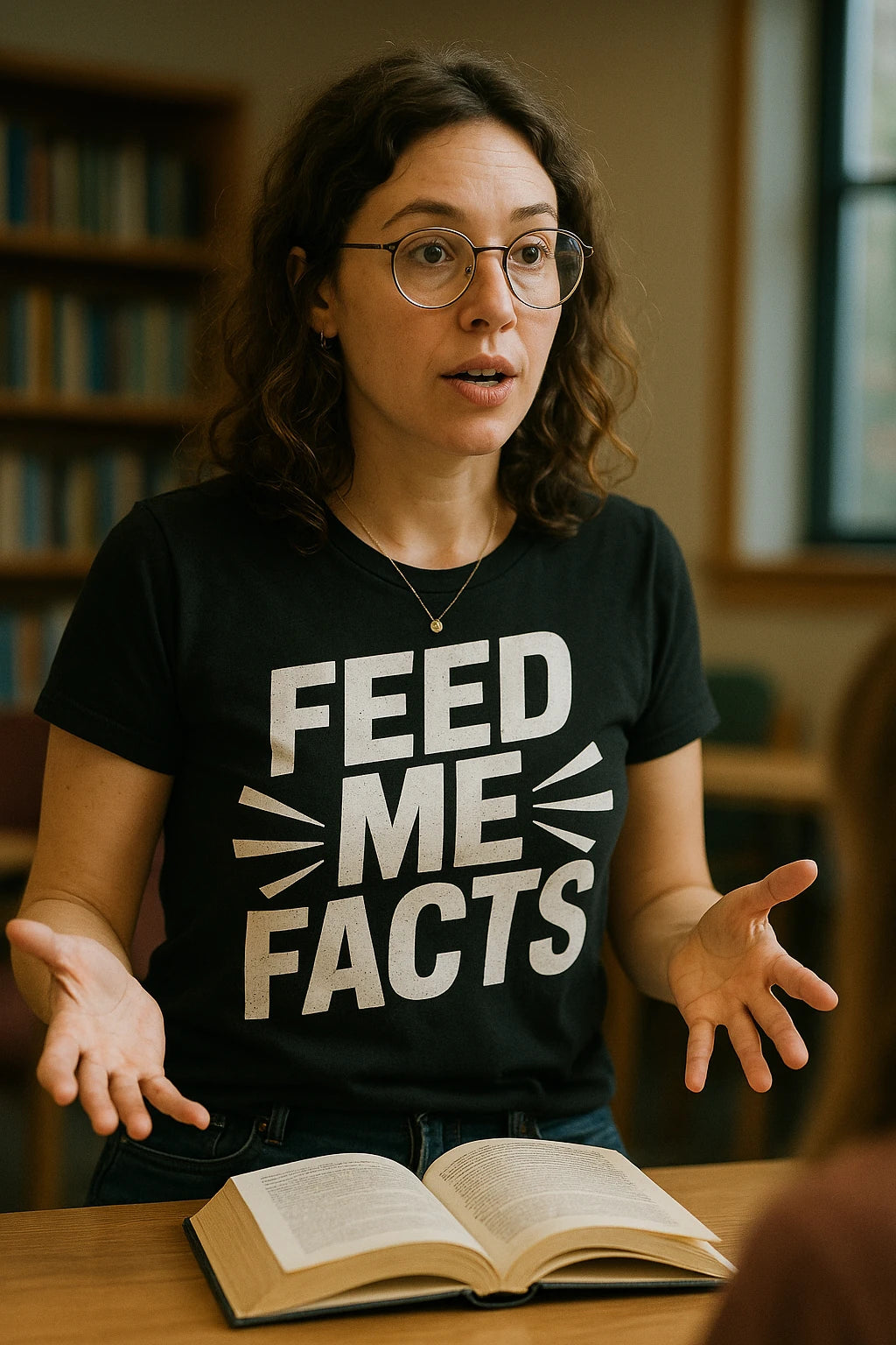 "Feed Me Facts" black studying t shirt - a birthday gift for studying lover