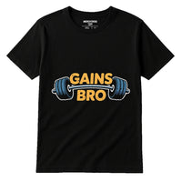 A black t-shirt with a graphic of a barbell and the words 