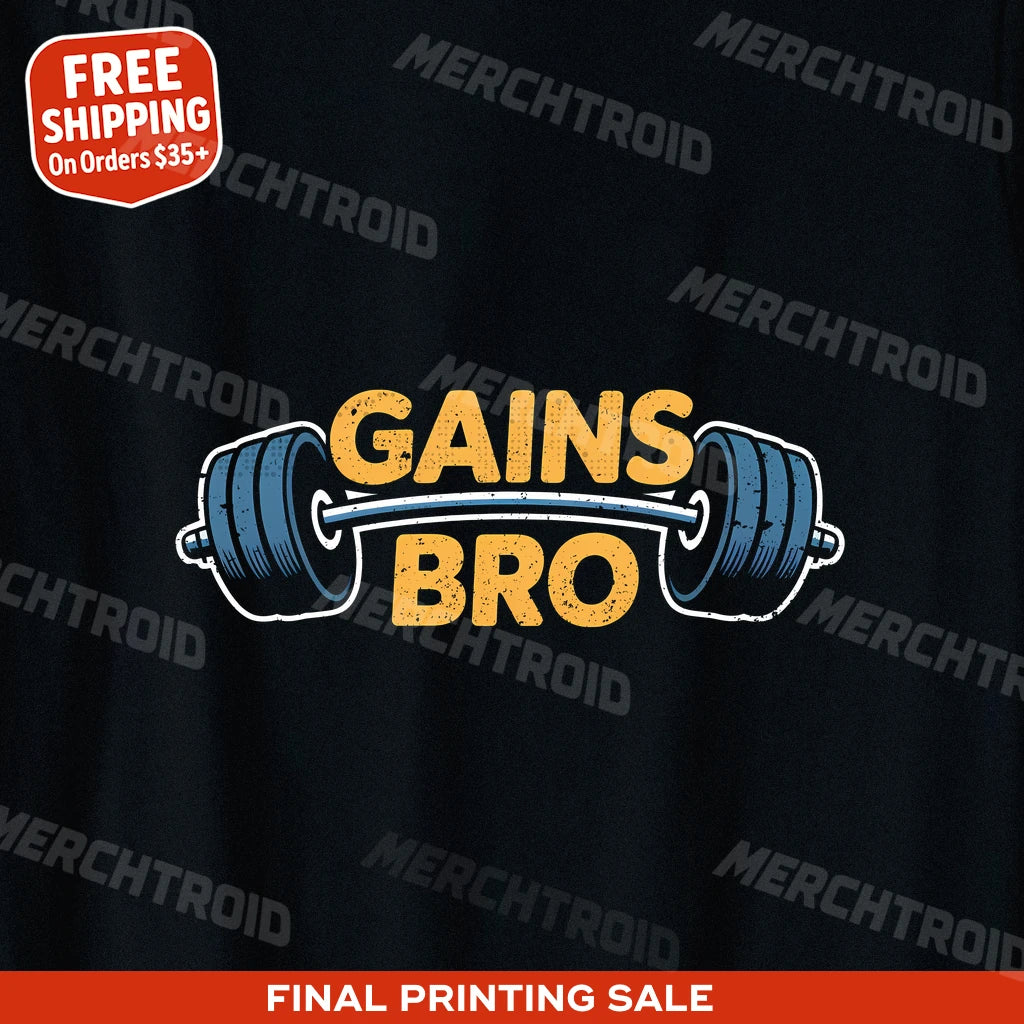 "Gains Bro" t shirt weightlifting - product photo 9