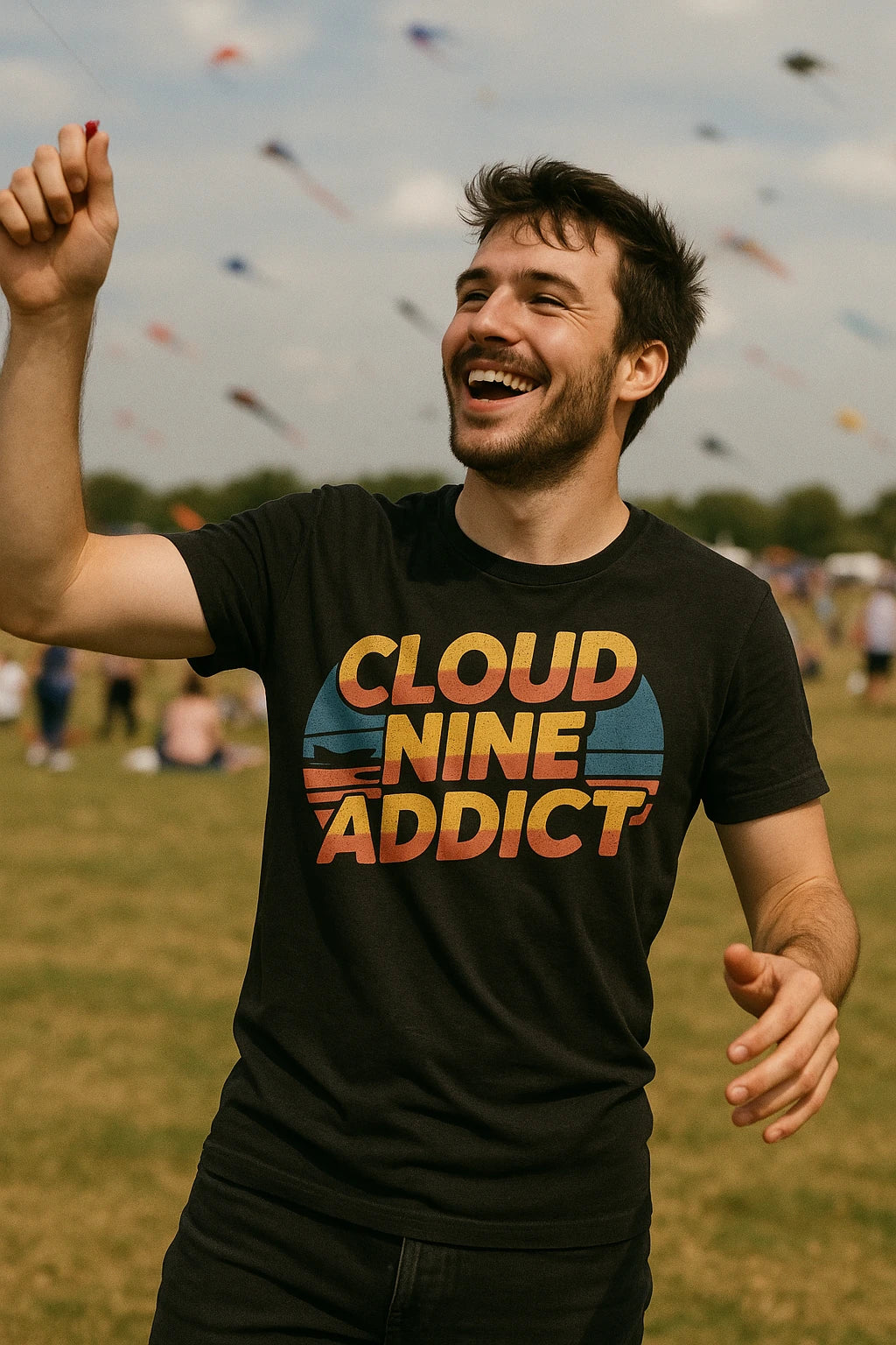 "Cloud Nine Addict" black flying t shirt - a birthday gift for flying lover