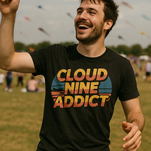 "Cloud Nine Addict" black flying t shirt - a birthday gift for flying lover