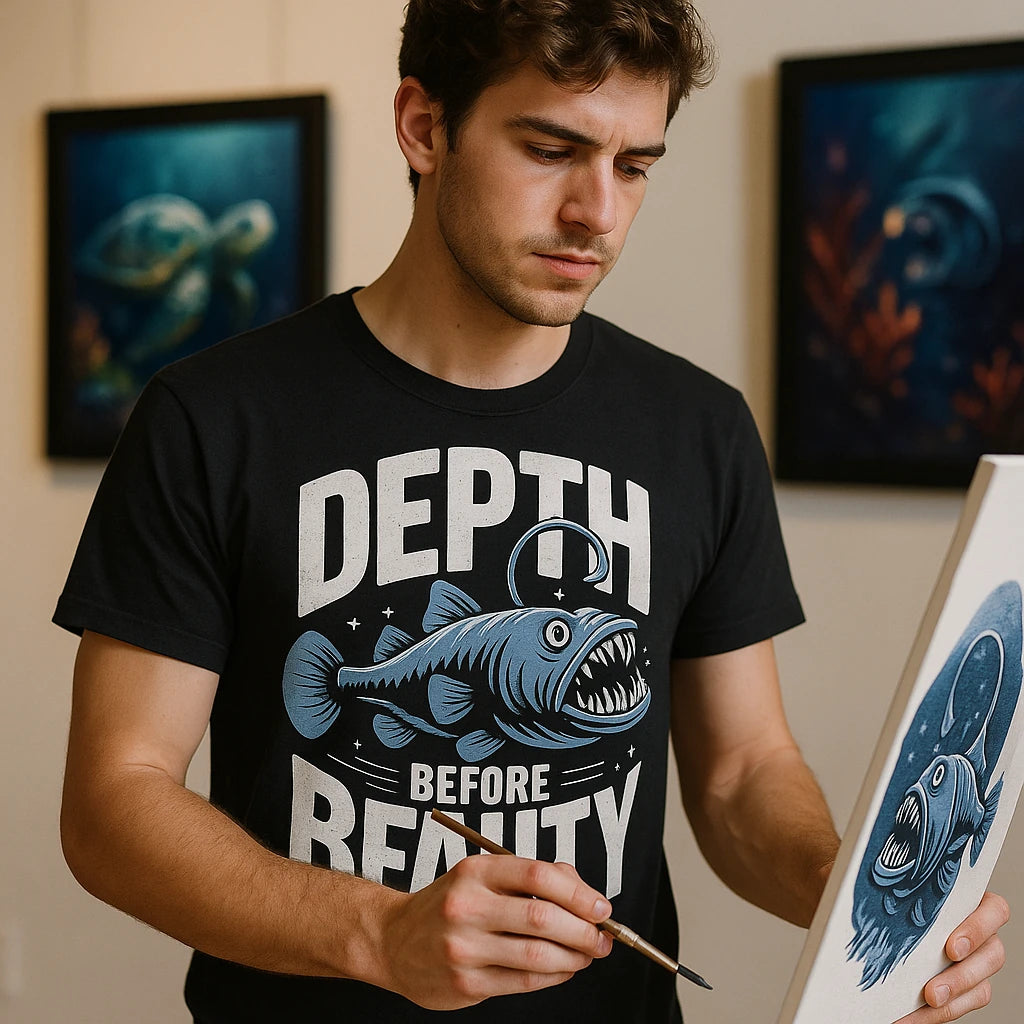 "Depth Before Beauty" anglerfish t shirt - product photo 8