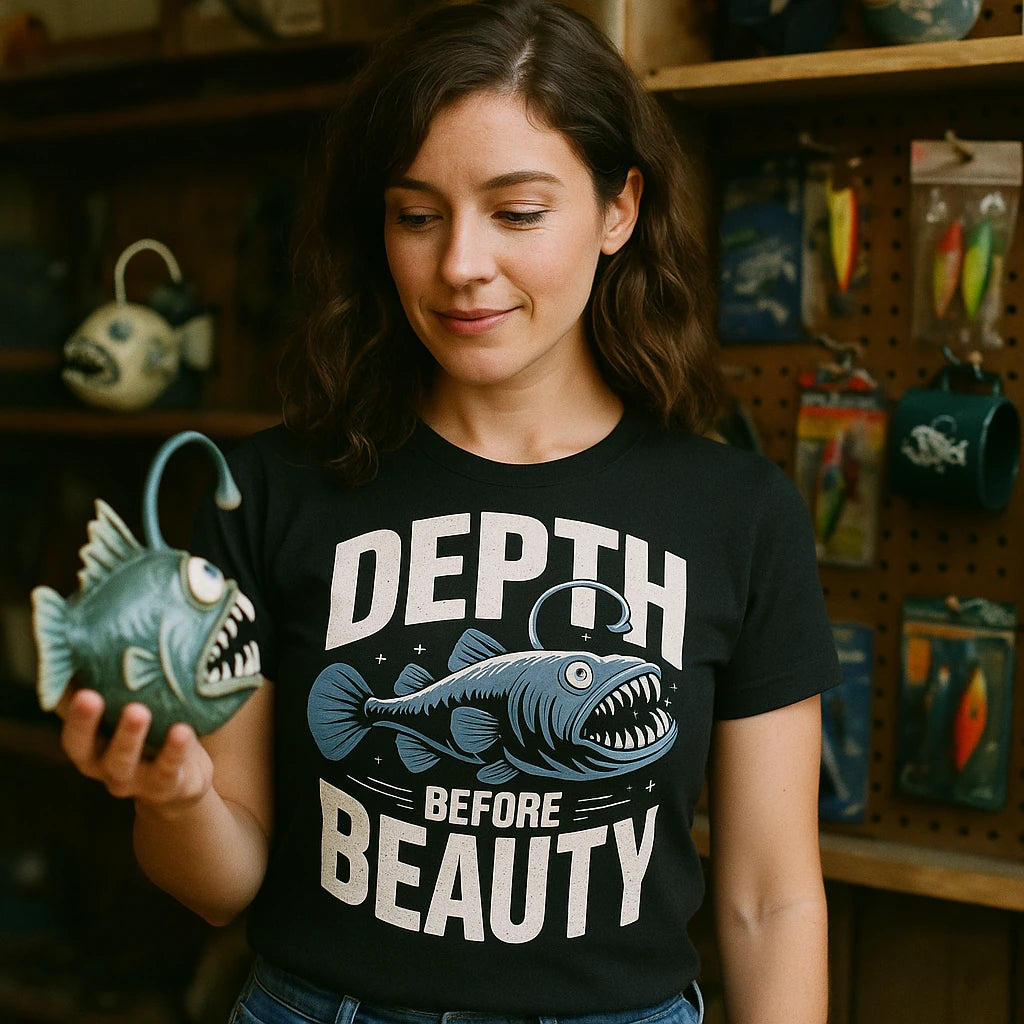 "Depth Before Beauty" anglerfish t shirt - product photo 9