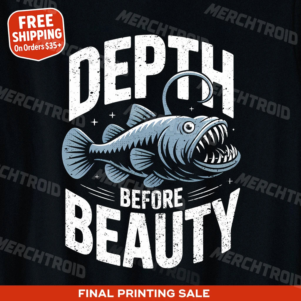 "Depth Before Beauty" anglerfish t shirt - product photo 10
