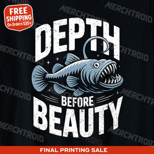 "Depth Before Beauty" anglerfish t shirt - product photo 10