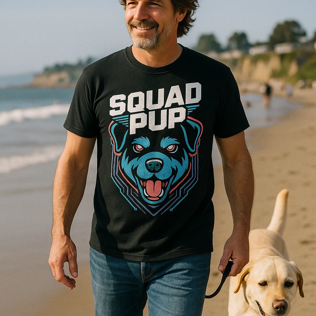 "Squad Pup" black dog t shirt - also one of the gifts for dog owners