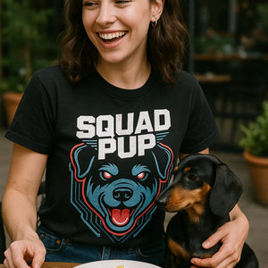 "Squad Pup" black dog t shirt - also a dog present ideas