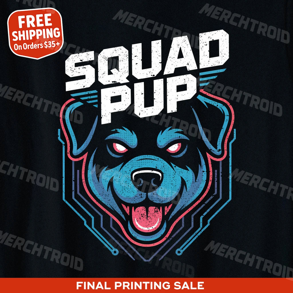 "Squad Pup" black dog t shirt - also a matching clothes for dog and owner