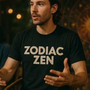 "Zodiac Zen" black astrology graphic tee - also one of the best gifts for astrology lovers