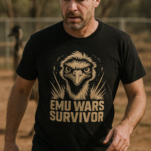 "Emu Wars Survivor" black emus shirts - a birthday gift for emus lover