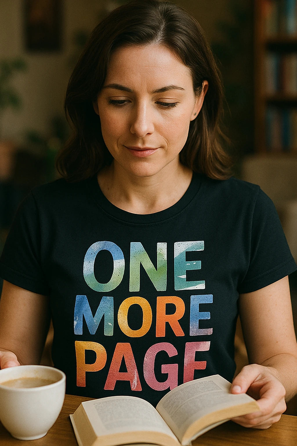 "One More Page" black reading shirts - also a perfect gift for a reader