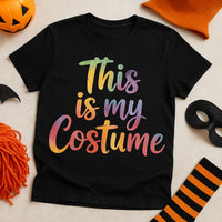 A black T-shirt with the text 