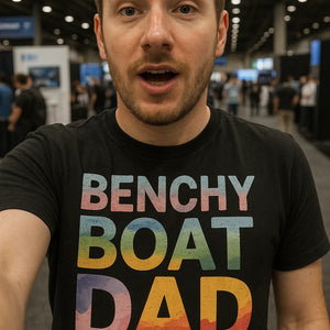 "Benchy Boat Dad" black 3d tshirt printing - also a 3d printer for clothes