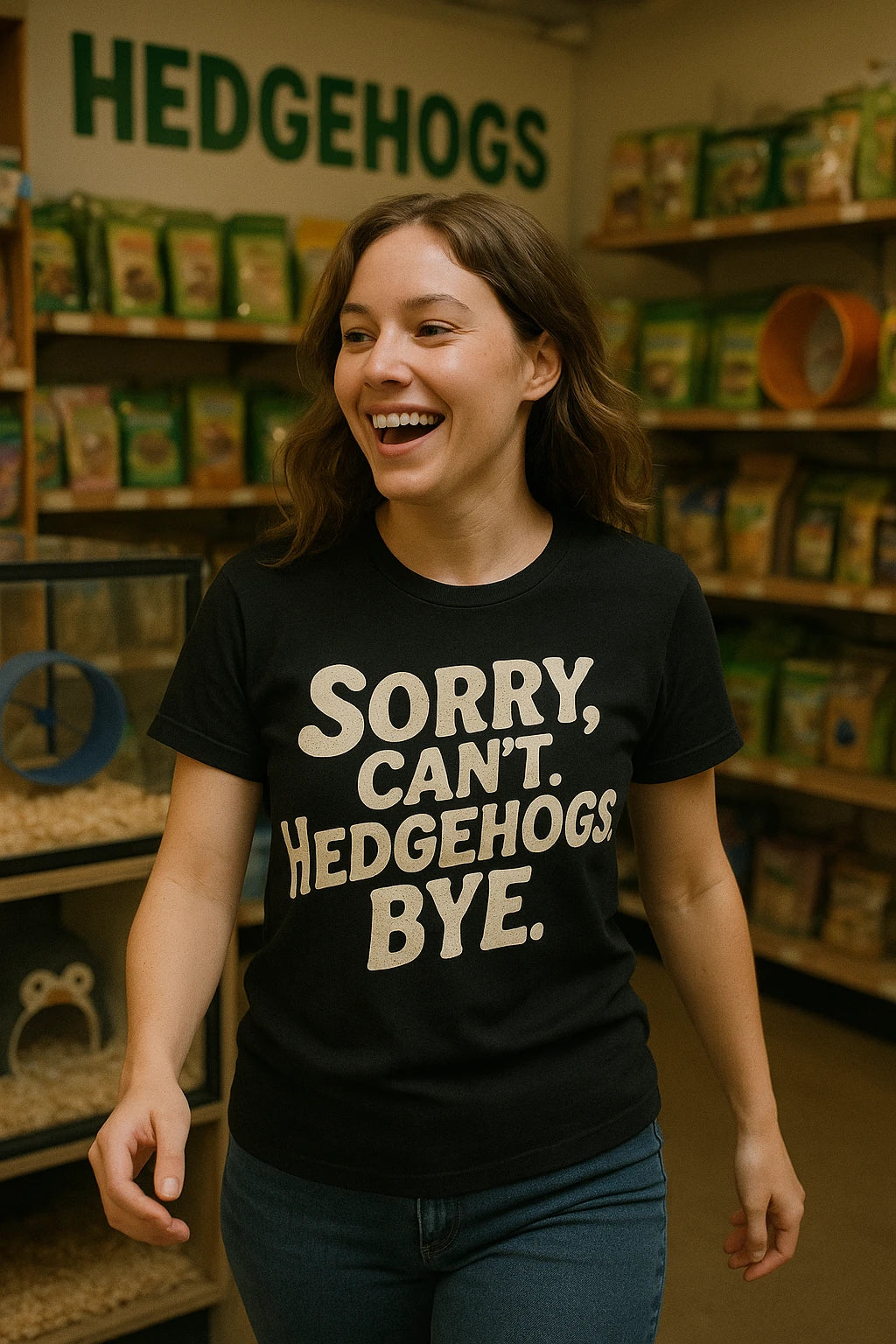 "Sorry. Cant. Hedgehogs. Bye." black hedgehog t shirt - also a gift ideas for hedgehog lovers