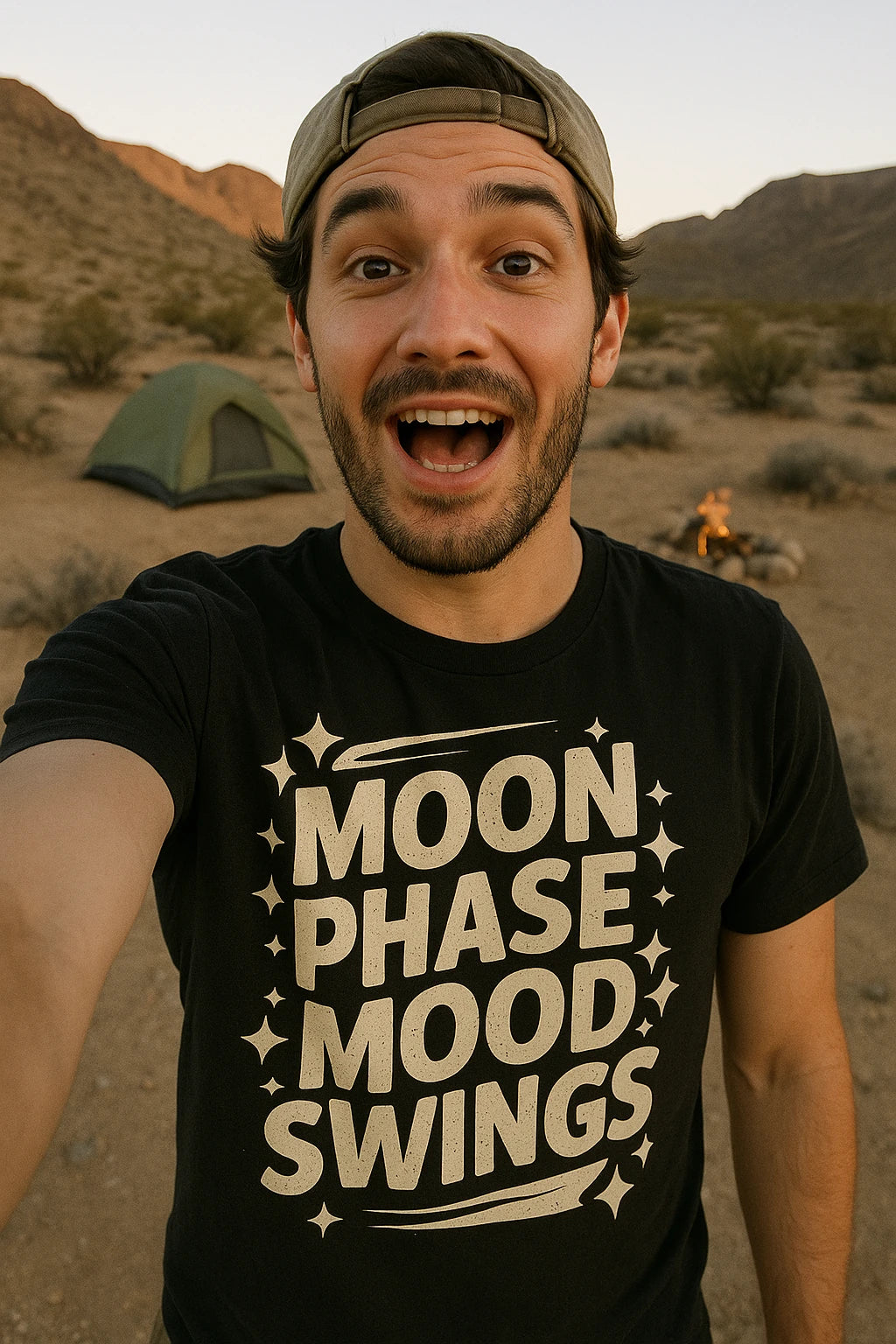 "Moon Phase Mood Swings" stargazing t shirt - product photo 7