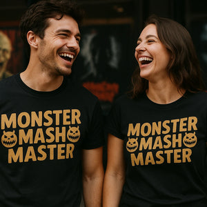 Person wearing the black monster tee shirts graphic tee - "Monster Mash Master" design