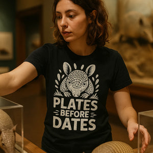 "Plates Before Dates" black armadillo shirts - a birthday gift for armadillo lover