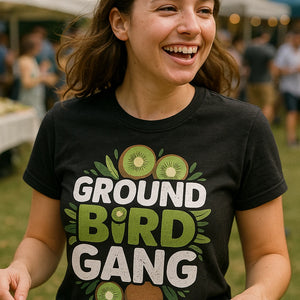 "Ground Bird Gang" black kiwis t shirt - a birthday gift for kiwis lover