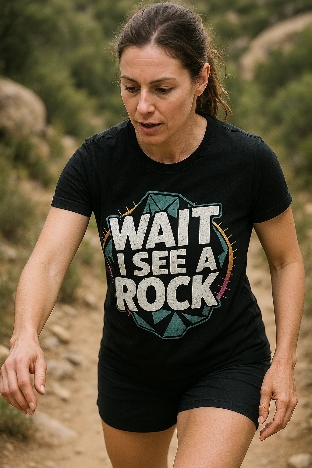 "Wait I See a Rock" black rock hounding shirts - a birthday gift for rock hounding