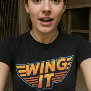 "Wing It" black hawks shirts, photographed as hawks lover gift