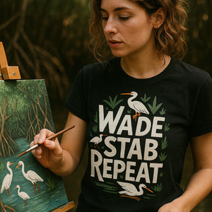 "Wade Stab Repeat" black egrets t shirt - a birthday gift for egrets lover