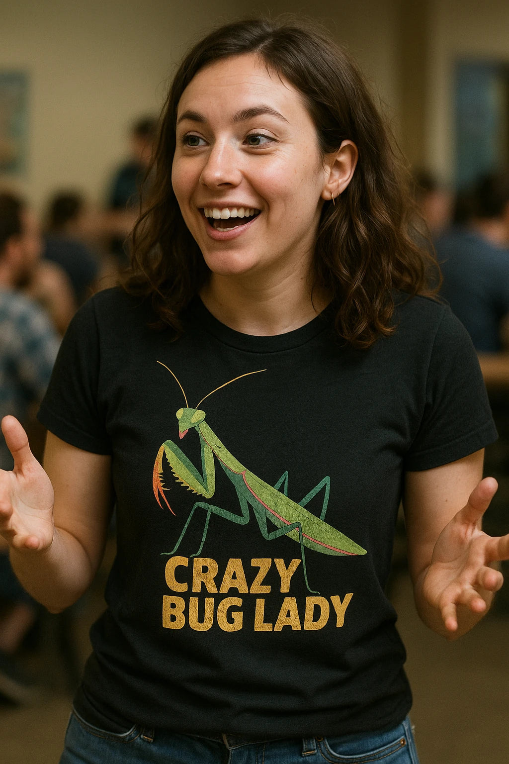 "Crazy Bug Lady" black praying mantis t shirt - a birthday gift for praying mantis lover