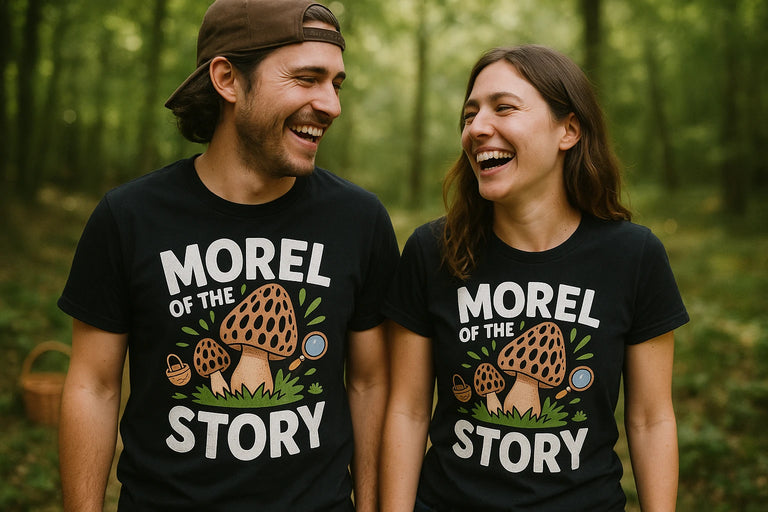 Person wearing the black foraging t shirt graphic tee - 