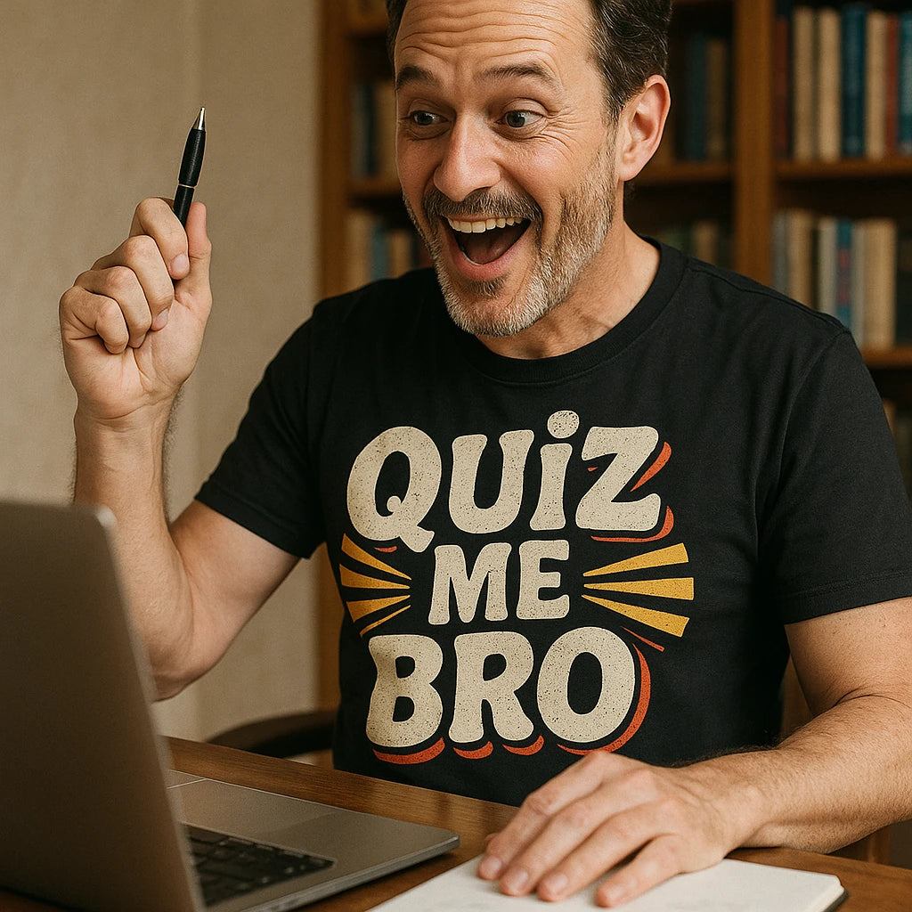 "Quiz Me Bro" studying t shirt - product photo 8