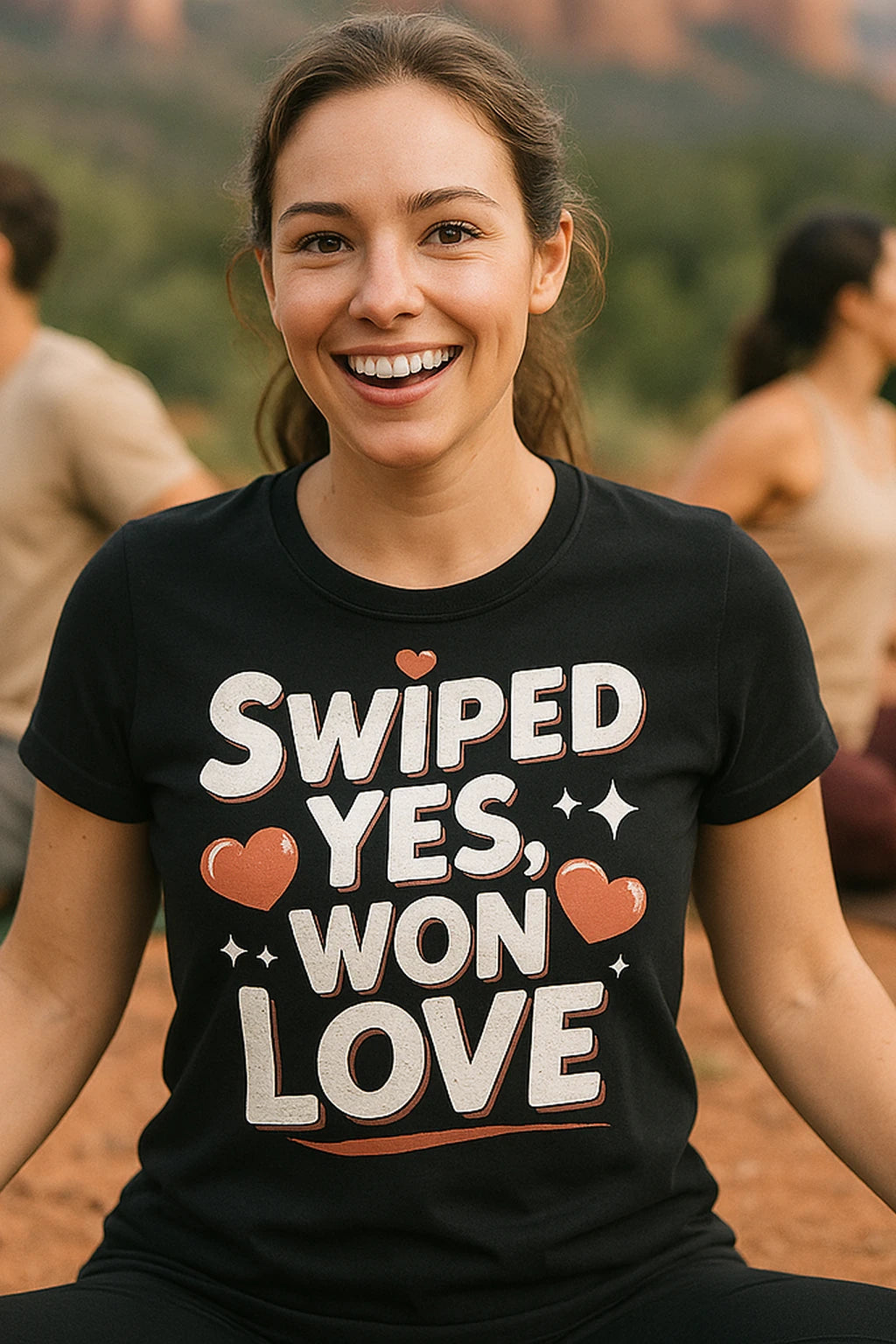 "Swiped Yes, Won Love" black relationships shirts, photographed as relationships lover gift