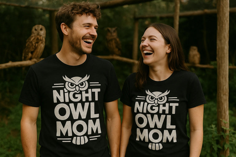 Person wearing the black owl t shirt graphic tee - 