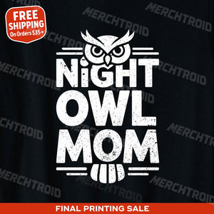 "Night Owl Mom" owl t shirt - product photo 10