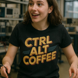 "Ctrl Alt Coffee" black engineer t shirts funny - also a engineer gift ideas