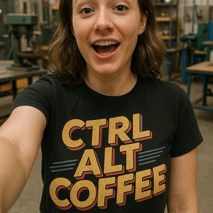 "Ctrl Alt Coffee" black engineer t shirts funny - also one of the gifts for mechanical engineers