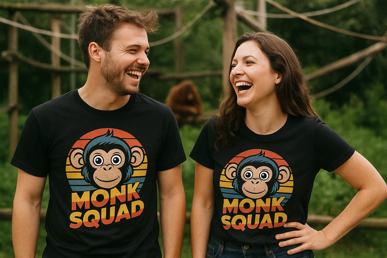 Person wearing the black garage monkey shirts graphic tee - 