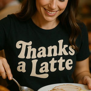 "Thanks a Latte" funny thanksgiving tee shirts - product photo 7