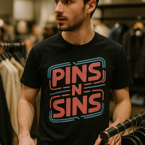"Pins N Sins" black fashion designer shirts - a birthday gift for fashion designer