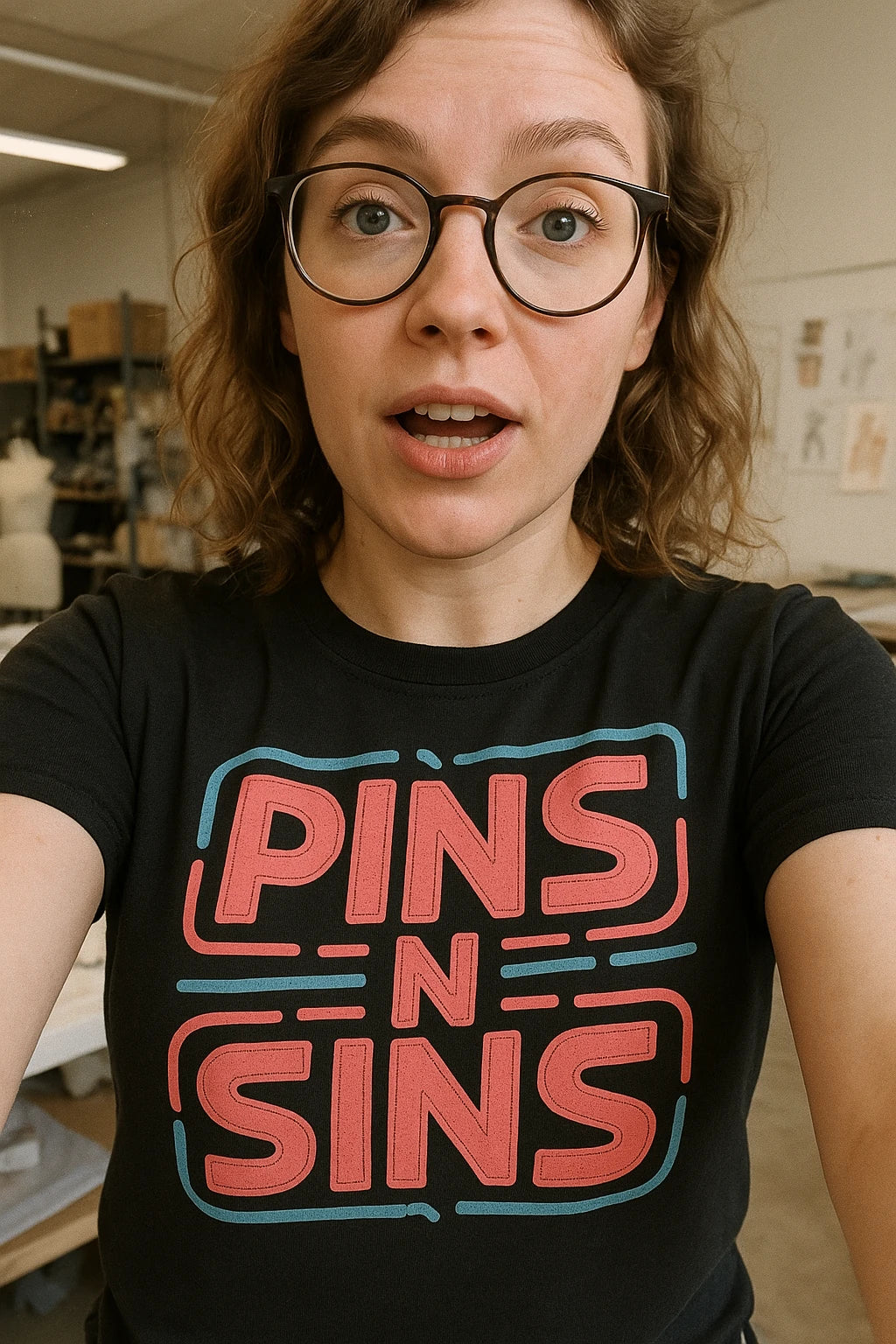 "Pins N Sins" black fashion designer shirts, photographed as fashion designer gift