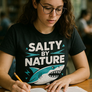 "Salty By Nature" black marine biology t shirt - a birthday gift for marine biology lover