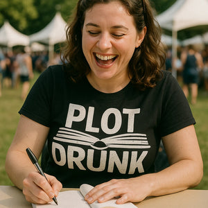 "Plot Drunk" black reading teacher shirts - also one of the gifts for people who like to read