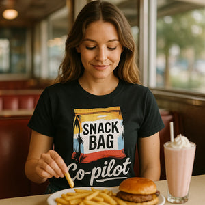 "Snack Bag Copilot" road trip t shirt - product photo 9