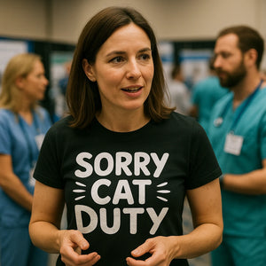 "Sorry Cat Duty" black veterinarian t shirt - also one of the best gift to give a veterinarian