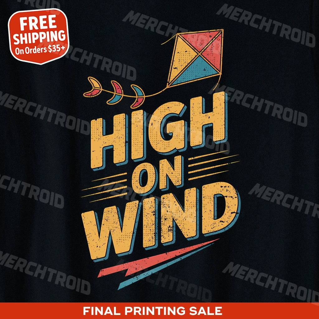 "High on Wind" kite flying t shirt - product photo 10