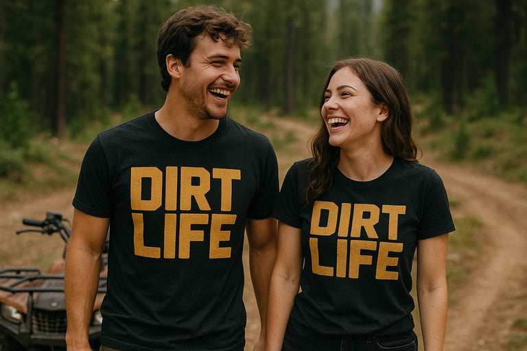 Person wearing the black atv t shirt graphic tee - 