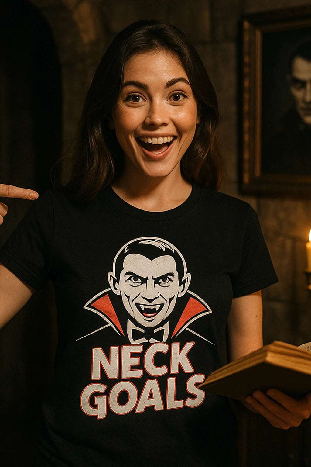 "Neck Goals" frog brothers vampire hunters t shirt - product photo 7
