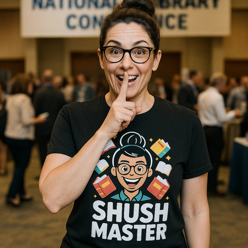 "Shush Master" black t shirt librarian - also a librarian appreciation day gift ideas