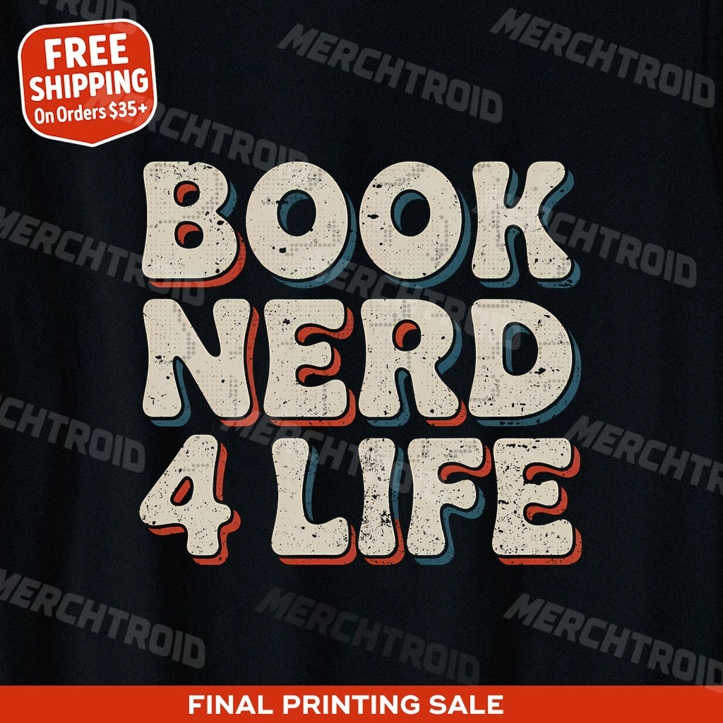 "Book Nerd 4 Life" black reading sweatshirt - also one of the gifts for someone who loves reading