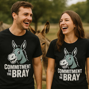 Person wearing the black donkey tee shirts graphic tee - "Commitment To the Bray" design