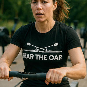 "Fear the Oar" black t shirt rowing - a birthday gift for rowing lover